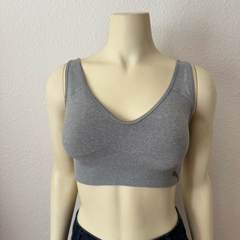PUMA Gray Seamless Athletic Yoga Sports Bra Women's Size S